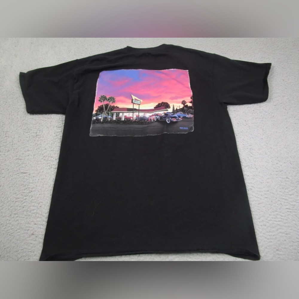 In N Out Mens Small Black Crew Neck Short Sleeve Cars Mike Rider California Tee